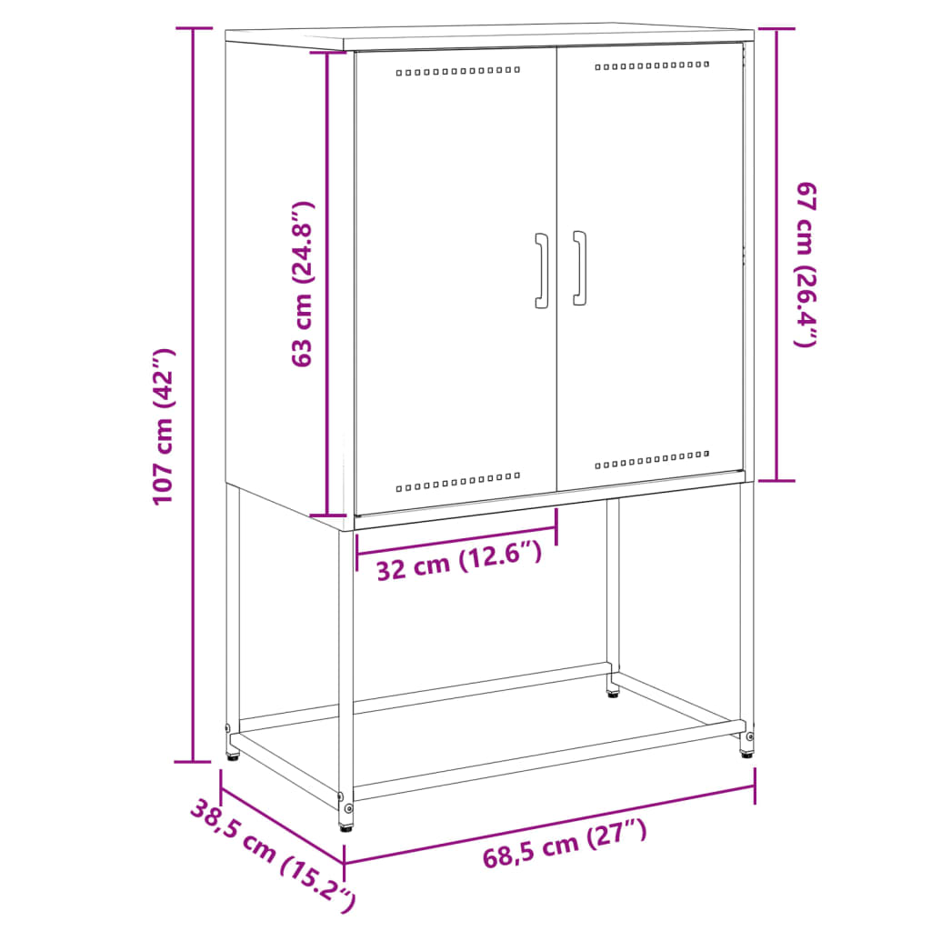 vidaXL TV skrinka olivovozelená 68x39x60,5 cm oceľ