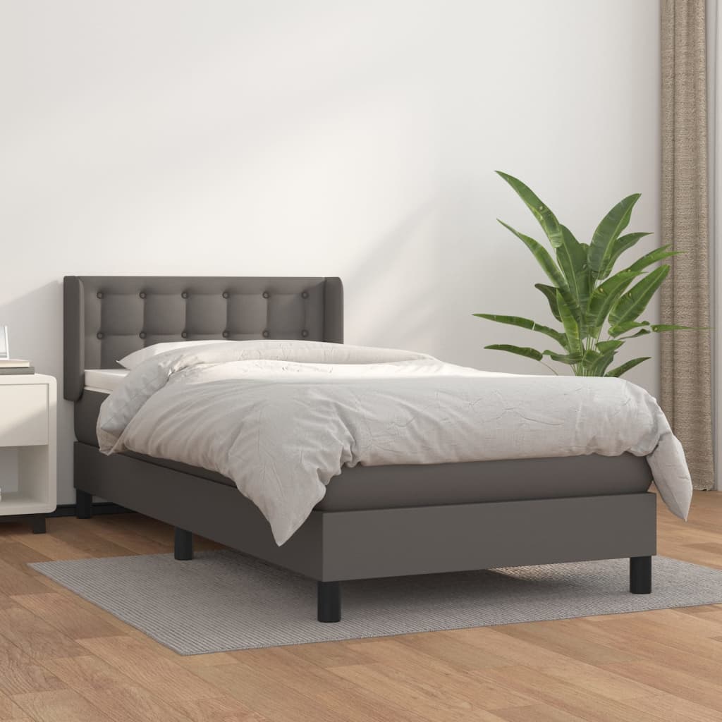 vidaXL Boxspring posteľ s matracom sivá 90x200 cm umelá koža