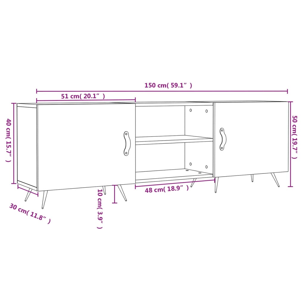 vidaXL TV skrinka lesklá biela 150x30x50 cm kompozitné drevo