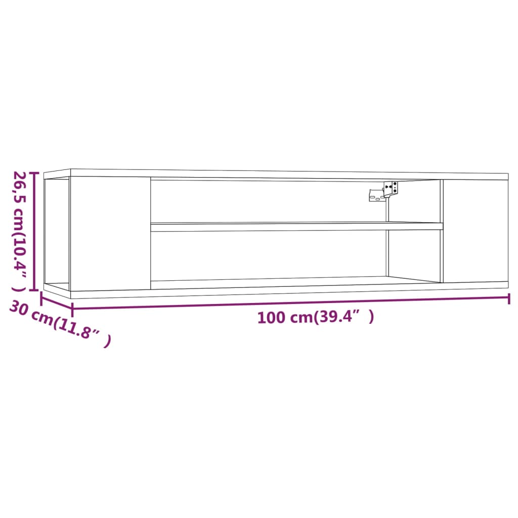 vidaXL Závesná TV skrinka sivá sonoma 100x30x26,5 cm spracované drevo