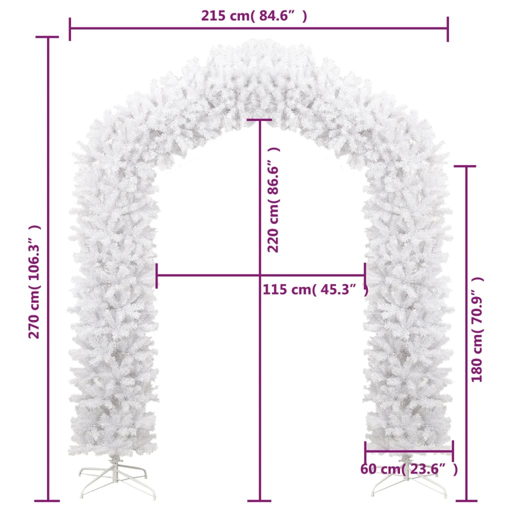 vidaXL Vianočný oblúk biely 270 cm