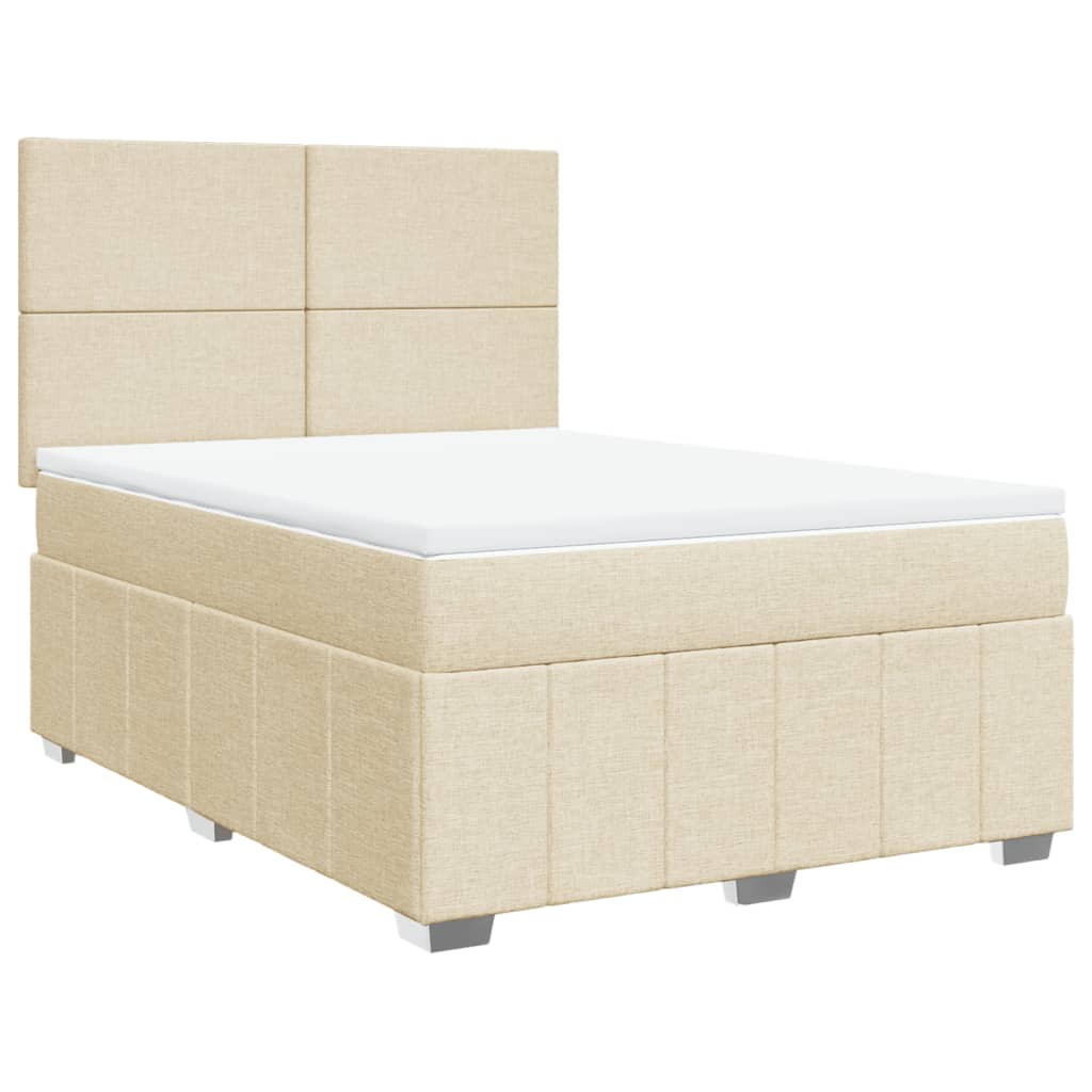 vidaXL Posteľný rám boxspring s matracom krémový 160x200 cm látka