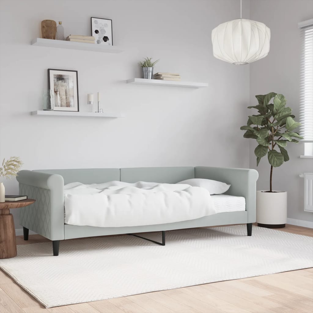 vidaXL Denná posteľ s matracom bledosivá 90x190 cm zamat