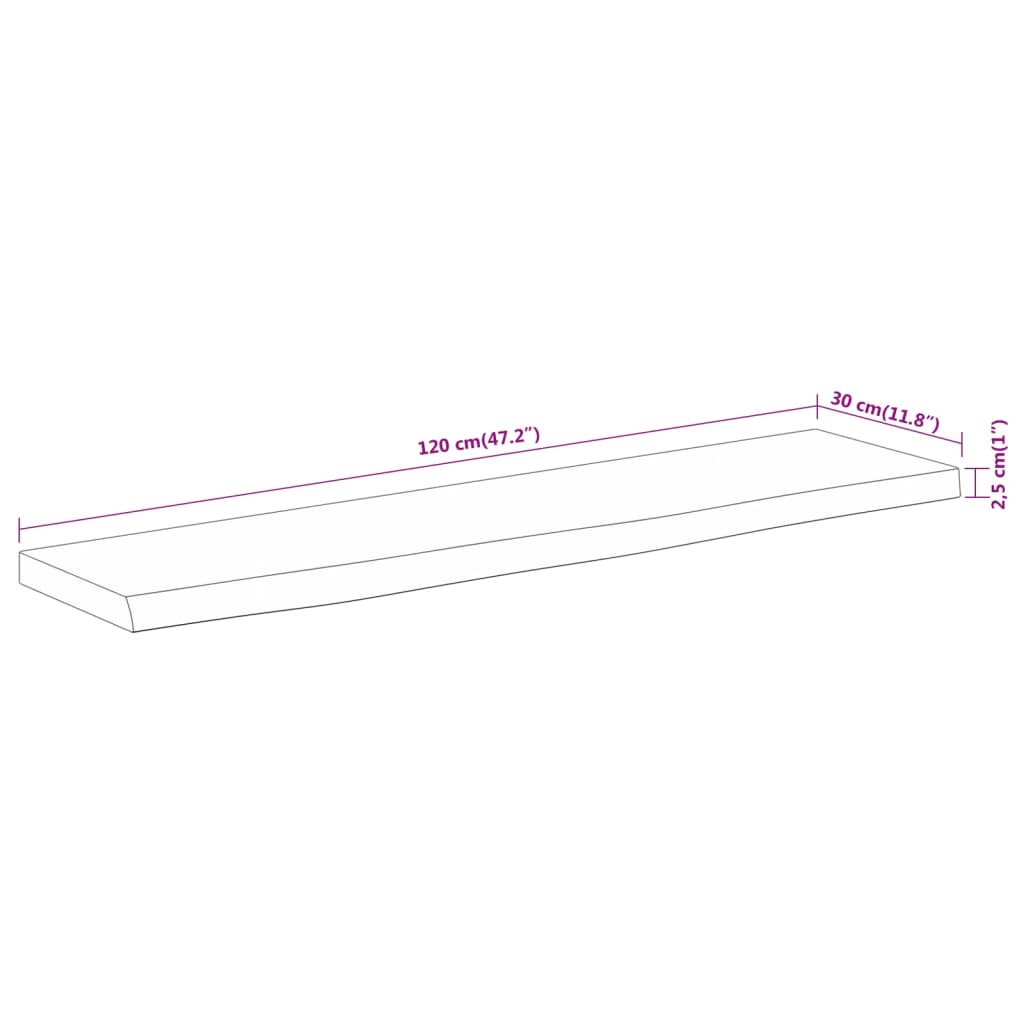 vidaXL Nástenná polica 120x30x2,5cm obdĺžnik masívna akácia živá hrana