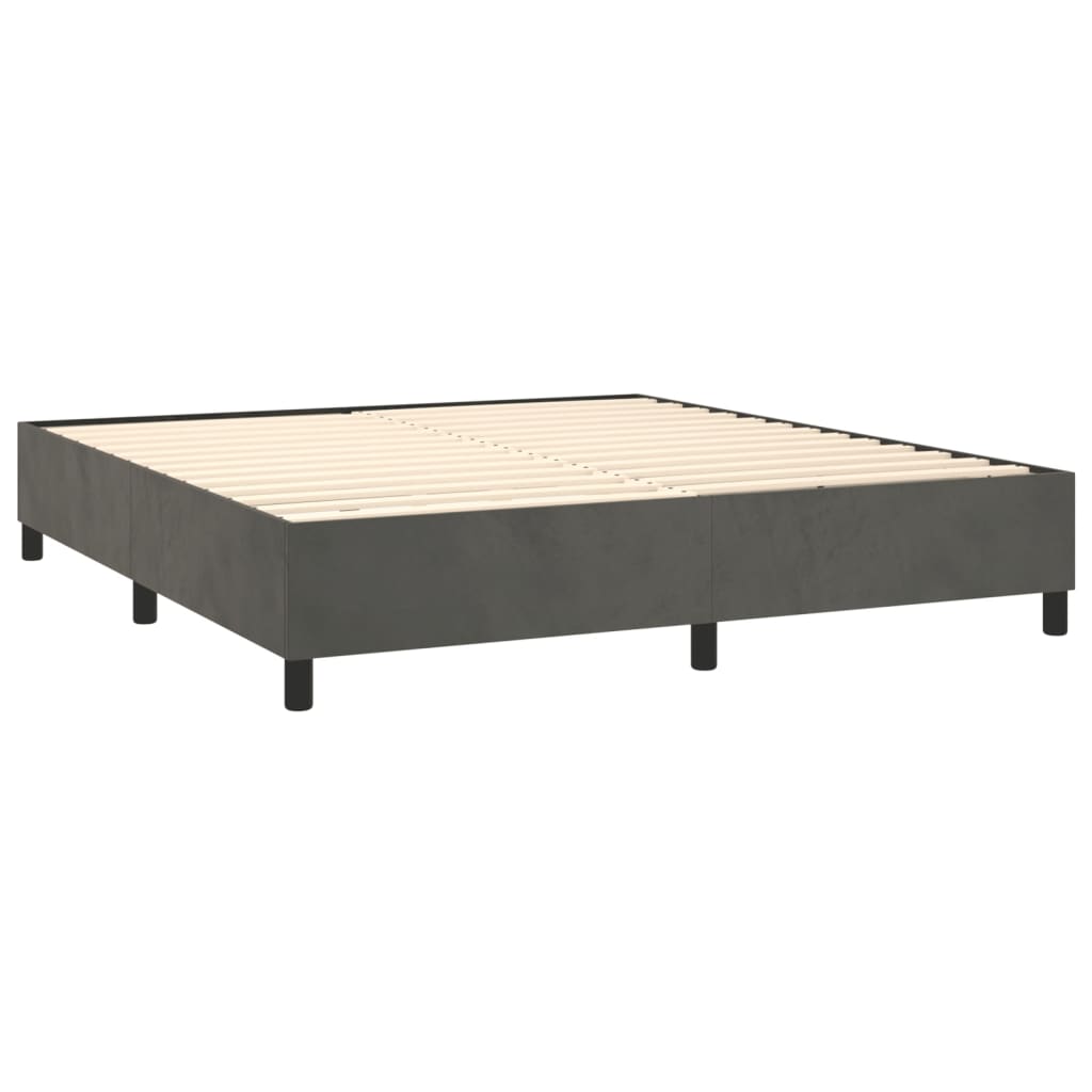 vidaXL Posteľný rám boxspring s matracom tmavosivý 160x200 cm zamat