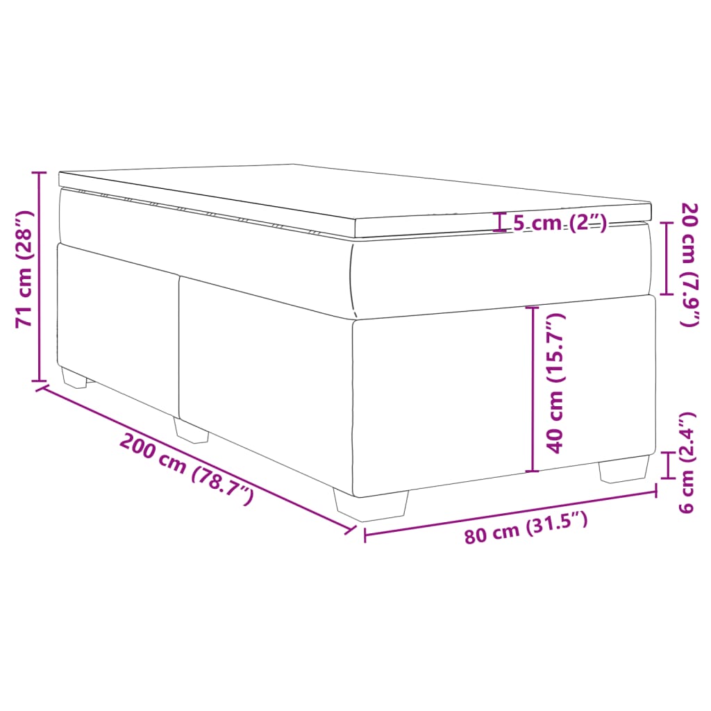 vidaXL Posteľný rám boxspring s matracom čierny 80x200 cm zamat