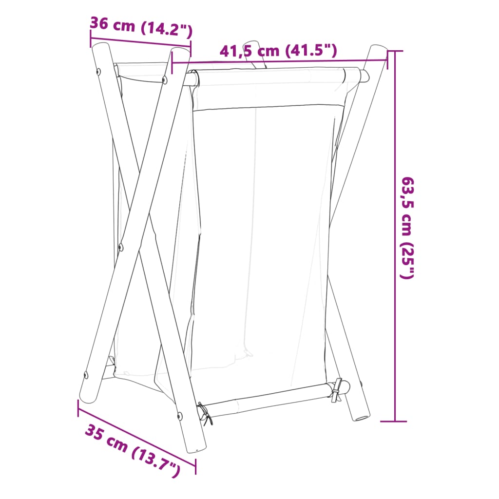 vidaXL Kôš na bielizeň krémovobiely 41,5x36x63,5 cm bambus