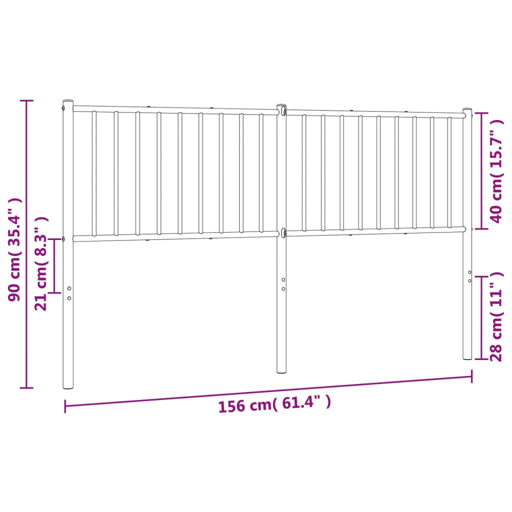 vidaXL Kovové čelo postele, biele 150cm