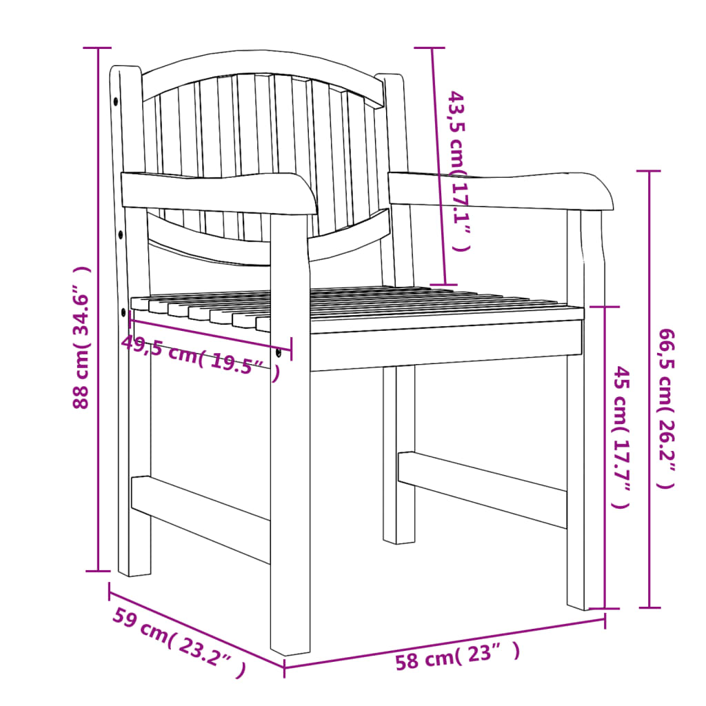 vidaXL Záhradné stoličky 6 ks 58x59x88 cm tíkové masívne drevo