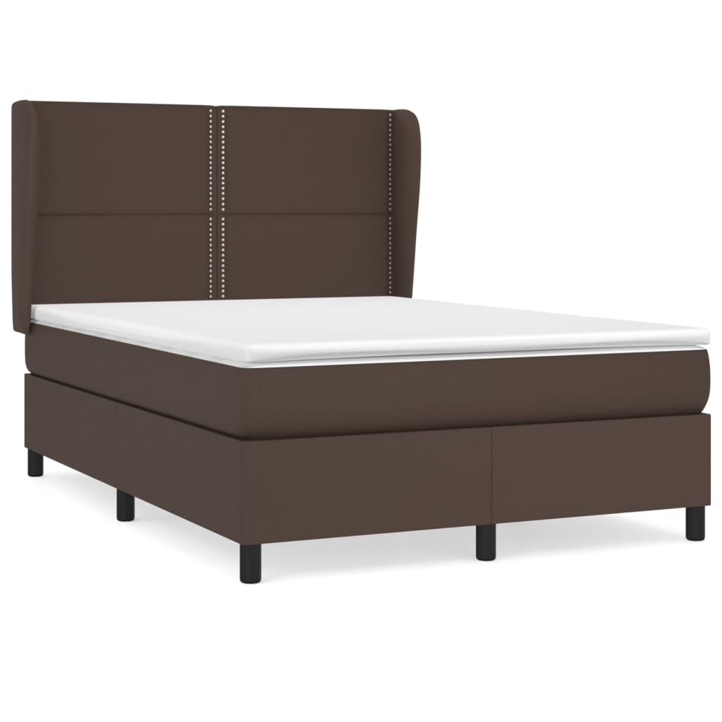 vidaXL Boxspring posteľ s matracom hnedá 140x200 cm umelá koža