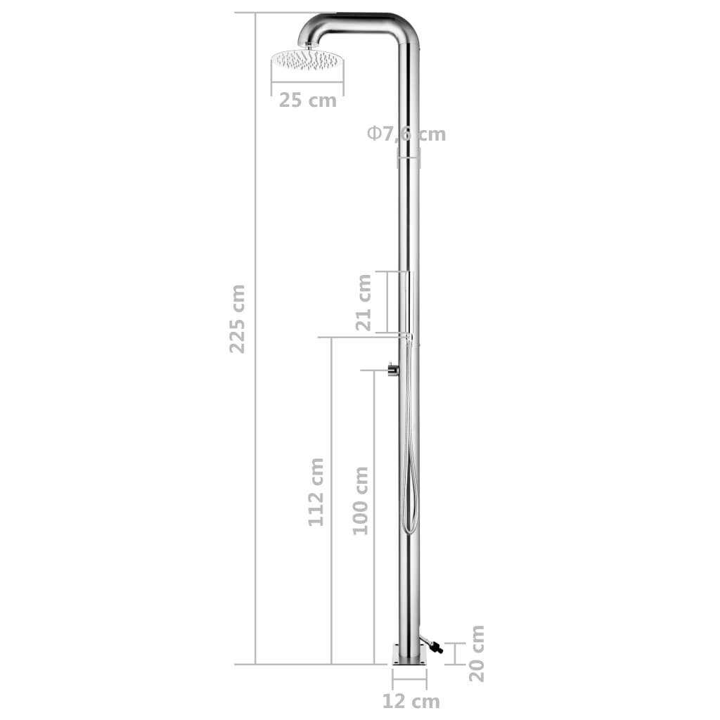 vidaXL Záhradná sprcha so sivým podstavcom 230 cm nehrdzavejúca oceľ