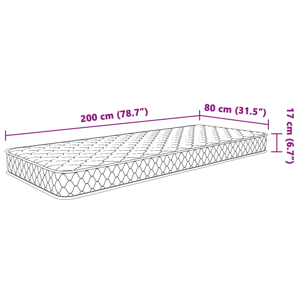 vidaXL Matrac s pamäťovou penou, biely 80x200x17 cm