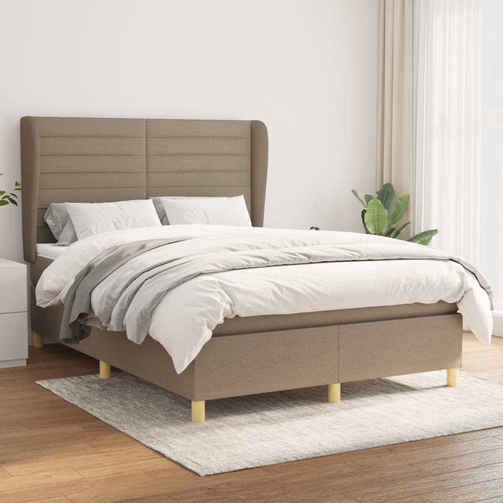 vidaXL Posteľný rám boxspring s matracom sivohned 140x200 cm látka