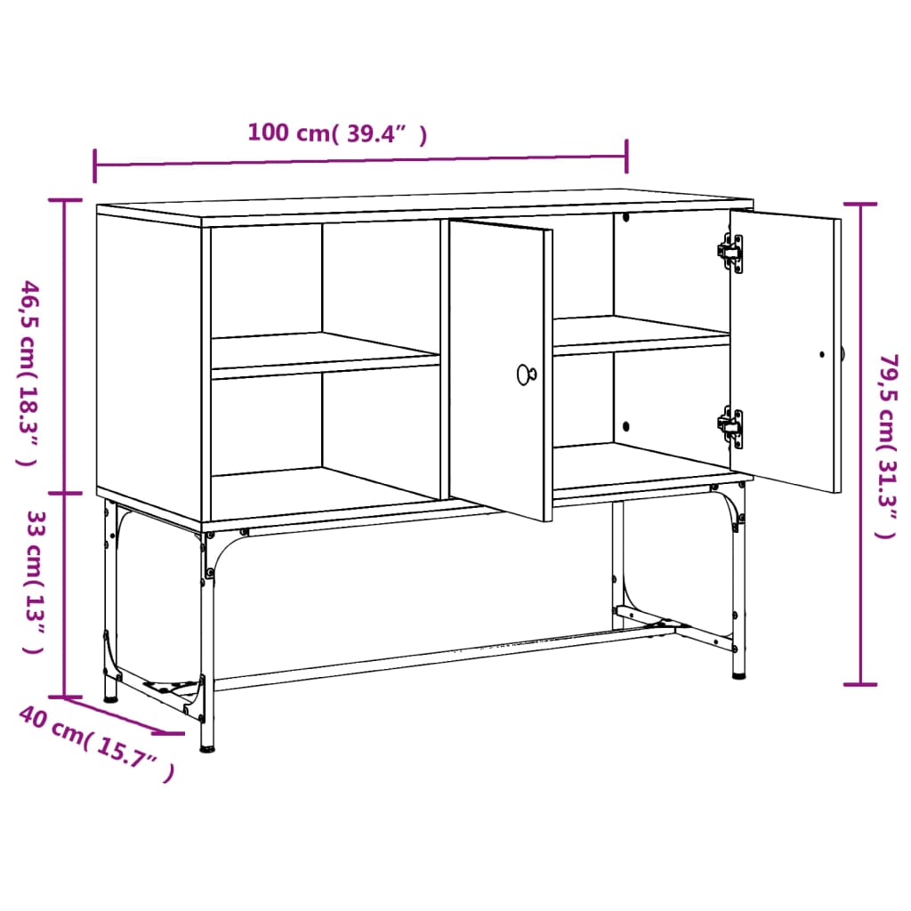 vidaXL Komoda hnedý dub 100x40x79,5 cm kompozitné drevo