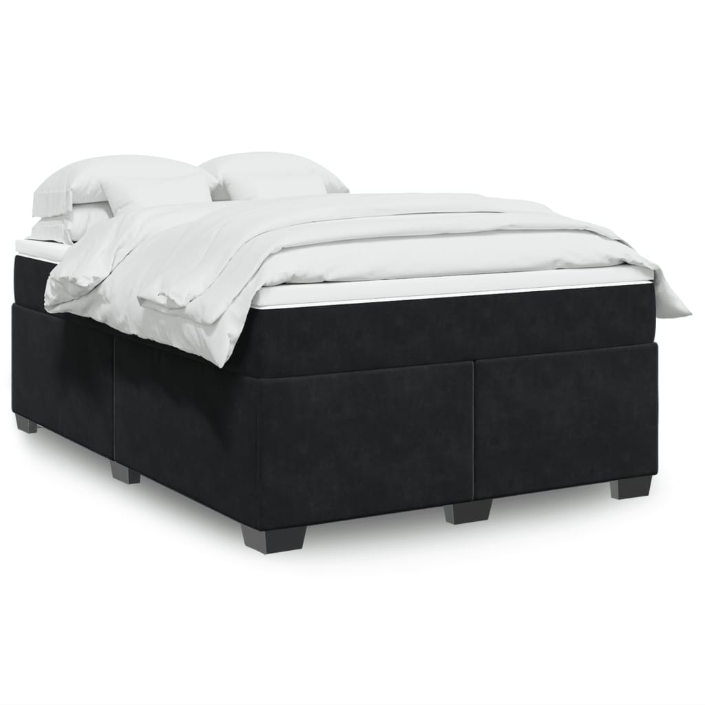 vidaXL Posteľný rám boxspring s matracom čierny 140x190 cm zamat