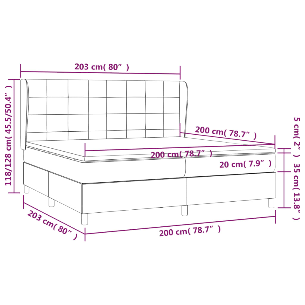 vidaXL Posteľný rám boxspring s matracom tmavosivý 200x200 cm zamat