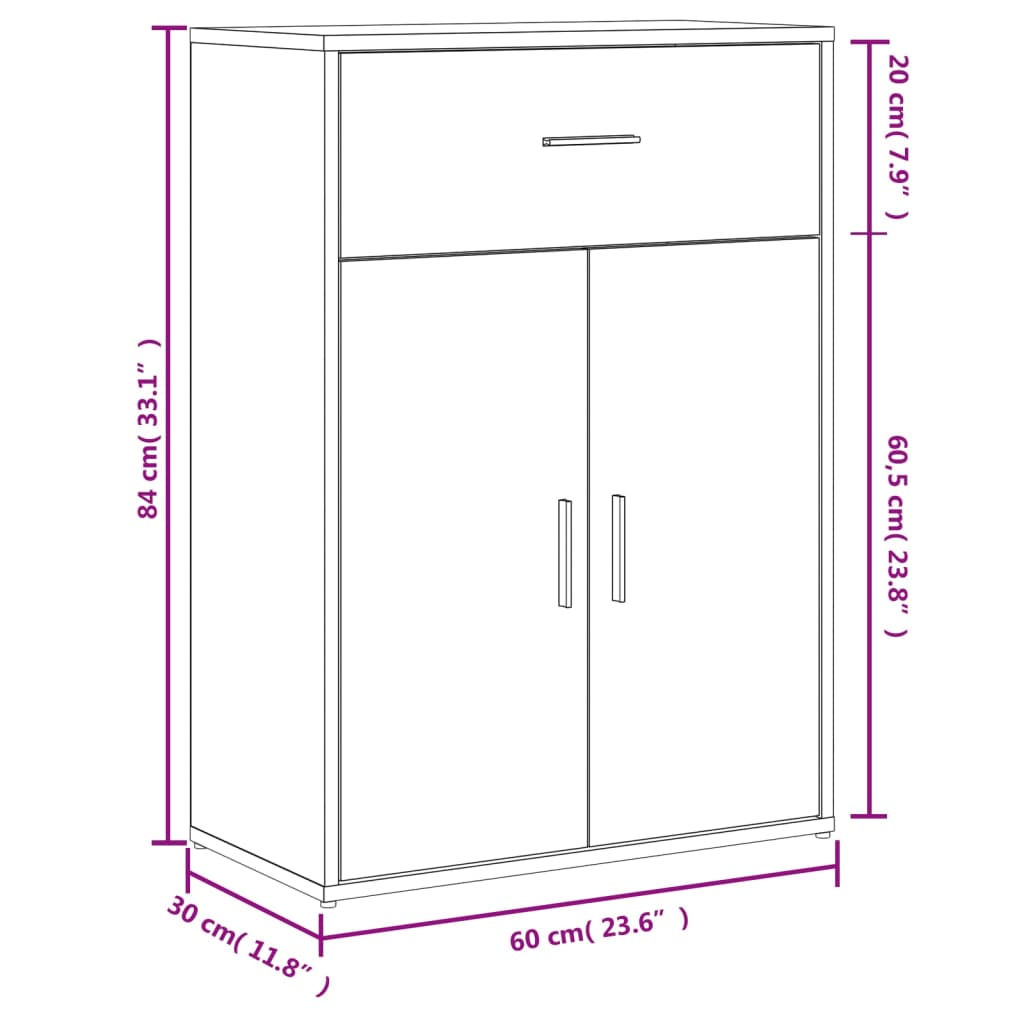 vidaXL Komoda čierna 60x30x84 cm kompozitné drevo