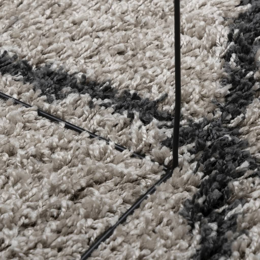 vidaXL Shaggy koberec PAMPLONA, vysoký vlas, béžová+antracit 120x120cm
