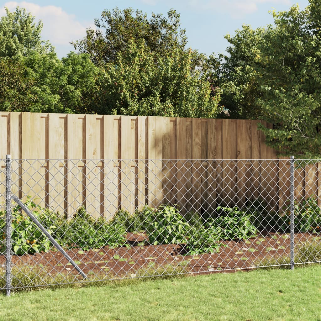 vidaXL Drôtený plot s kotviacimi hrotmi strieborný 0,8x25 m