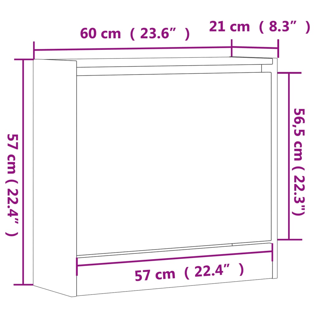 vidaXL Botník dymový dub 60x21x57 cm spracované drevo