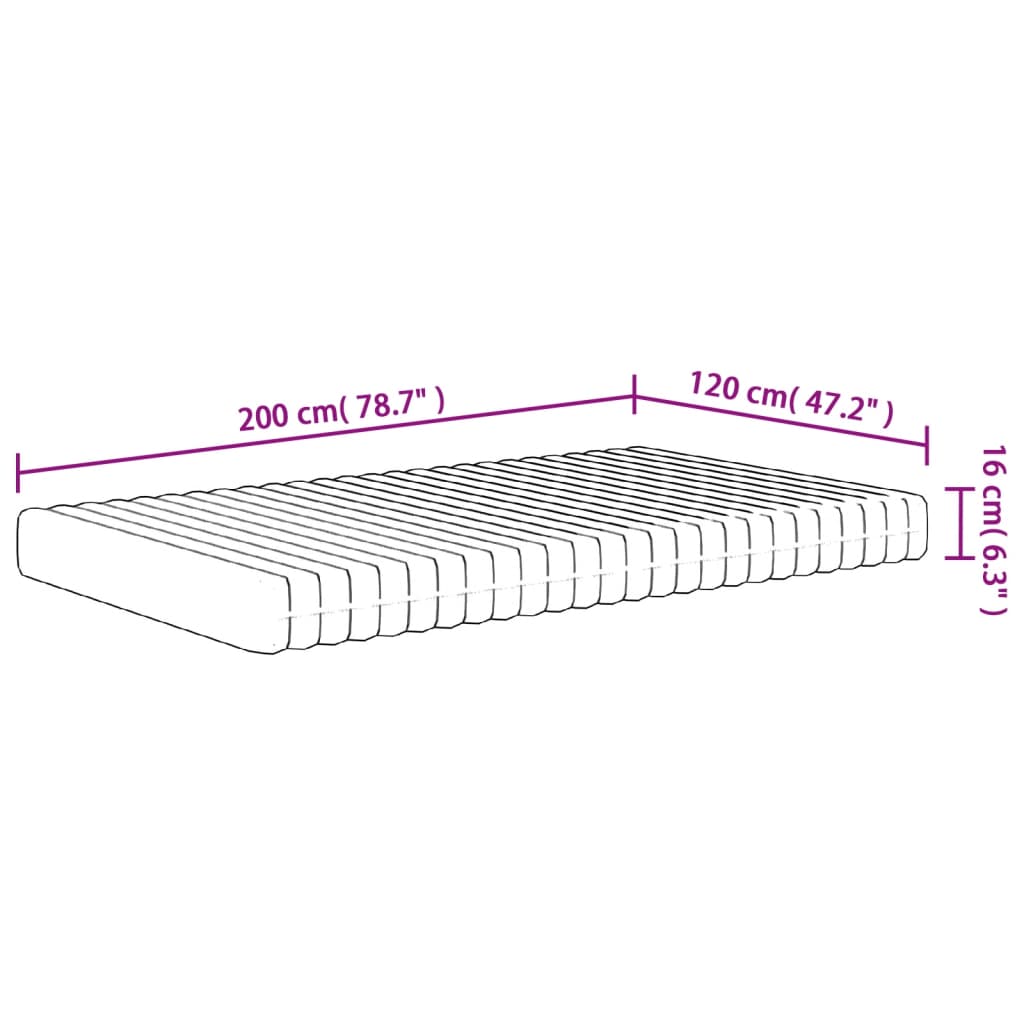 vidaXL Penový matrac stredne mäkký 120x200 cm