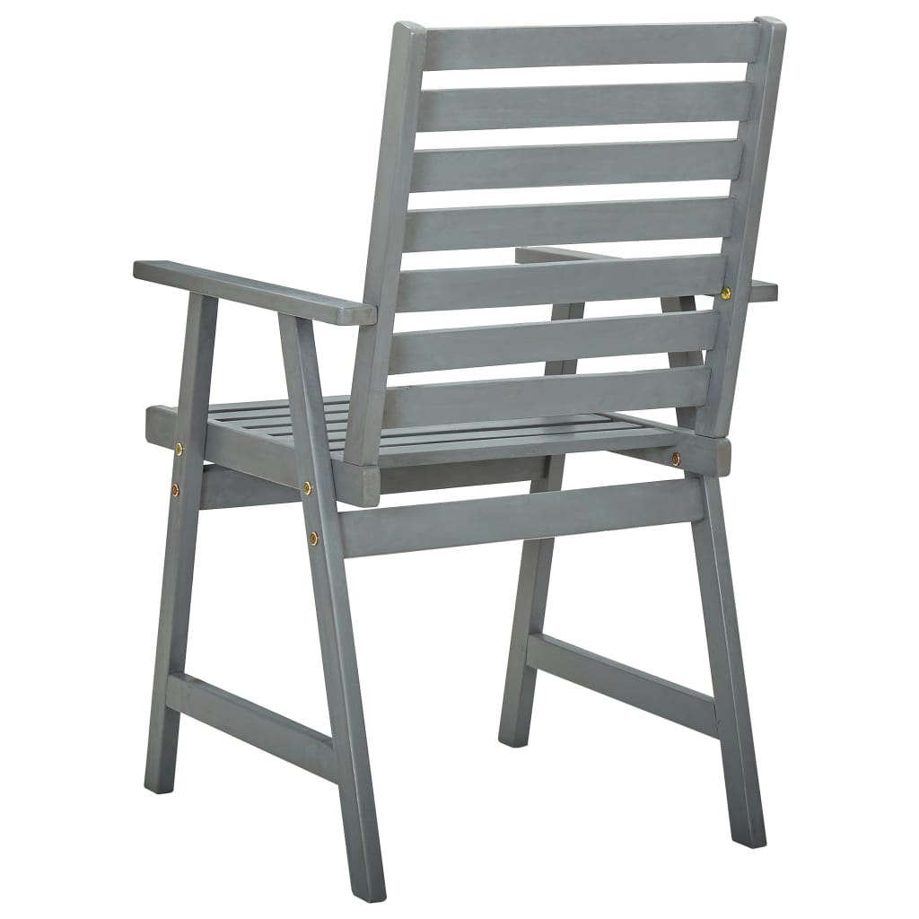 vidaXL Vonkajšie jedálenské stoličky 3 ks, sivé, akáciový masív