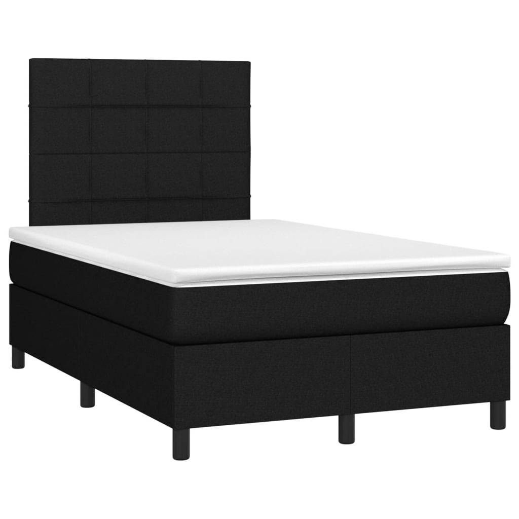 vidaXL Boxspring posteľ s matracom a LED, čierna 120x190 cm, látka