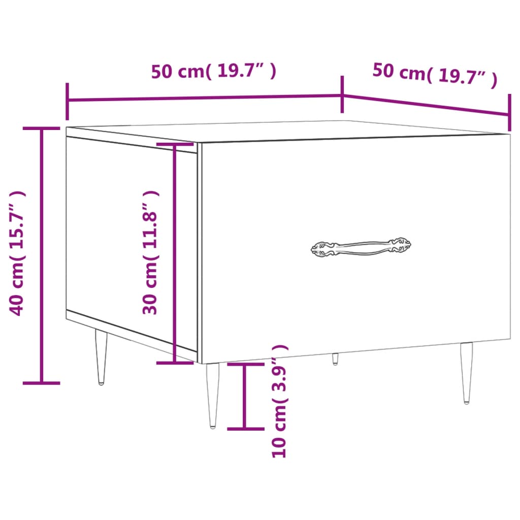 vidaXL Konferenčné stolíky 2 ks dymový dub 50x50x40cm kompozitné drevo