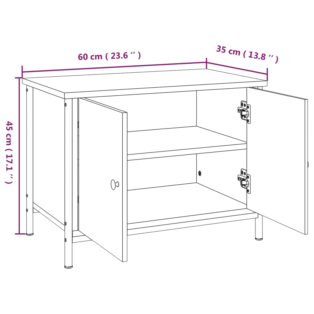 vidaXL TV skrinka s dvierkami dub sonoma 60x35x45 cm spracované drevo