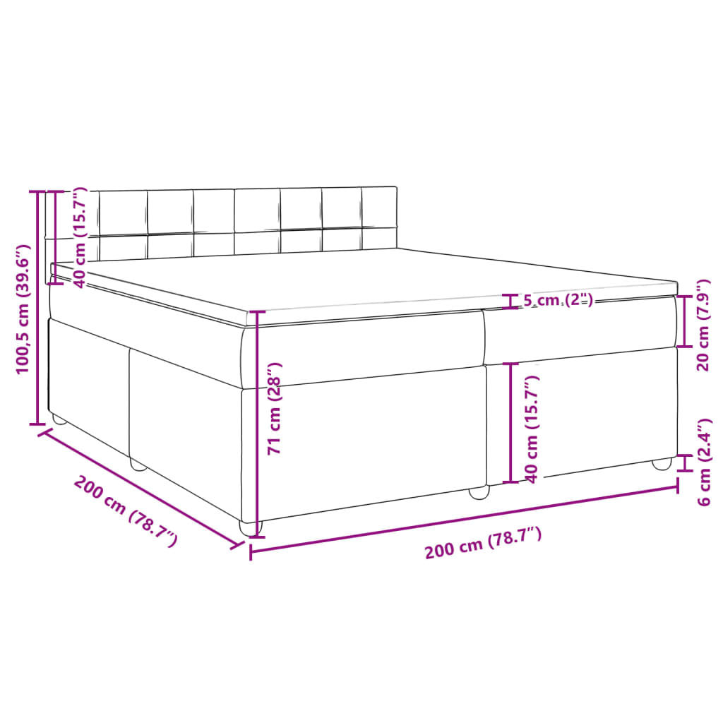 vidaXL Boxspring posteľ s matracom tmavosivá 200x200 cm látka