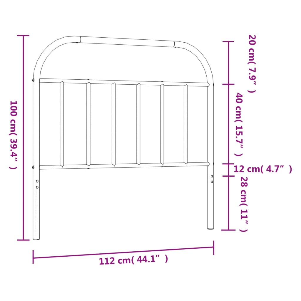 vidaXL Kovové čelo postele biele 107 cm