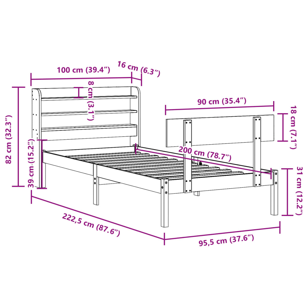 vidaXL Posteľ bez matraca biely 150x200 cm masívna borovica