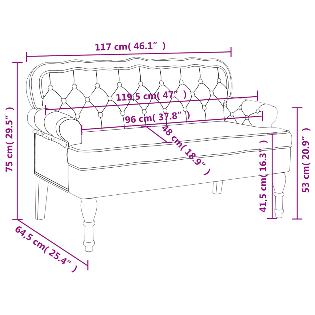 vidaXL Lavička s operadlom tmavozelená 119,5x64,5x75 cm zamat