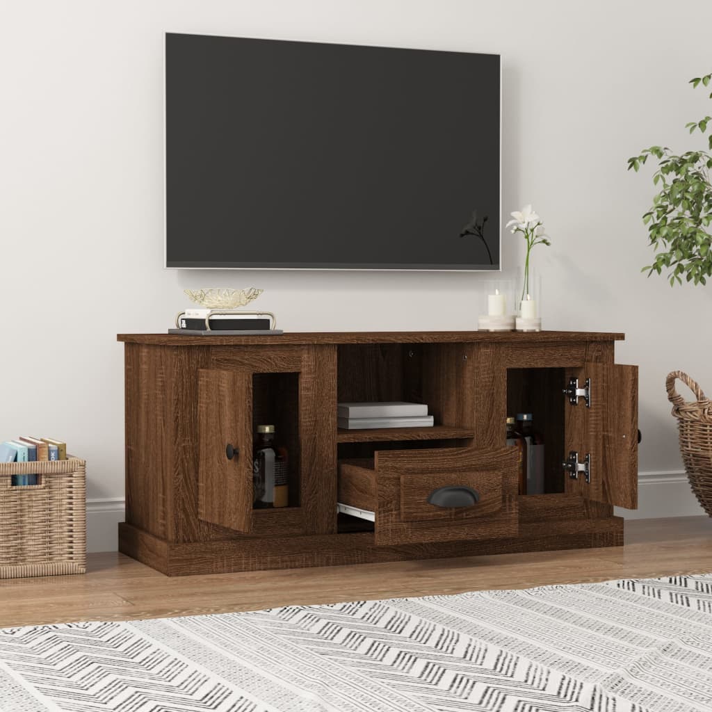 vidaXL TV skrinka hnedý dub 100x35,5x45 cm kompozitné drevo