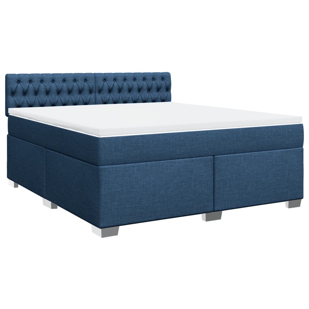 vidaXL Posteľný rám boxspring s matracom modrý 180x200 cm látka