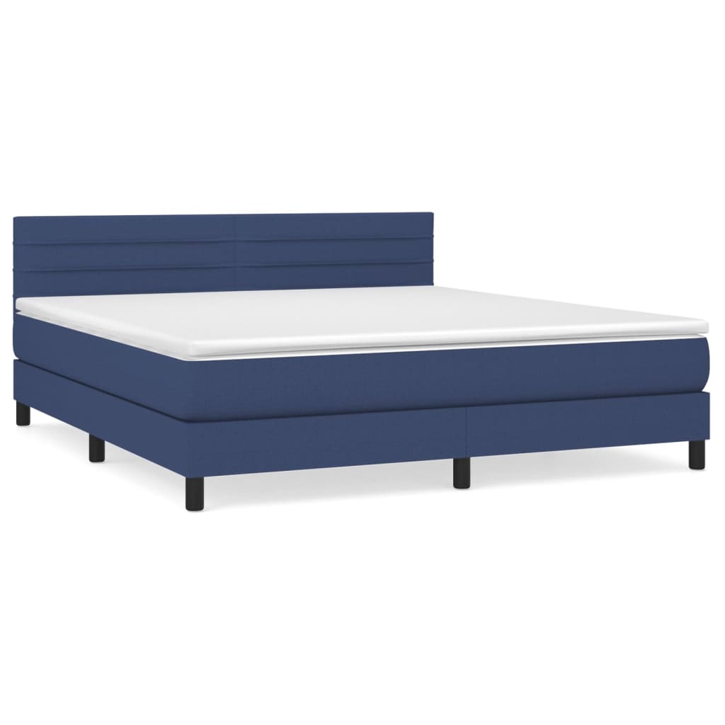 vidaXL Posteľný rám boxspring s matracom modrý 180x200 cm látka