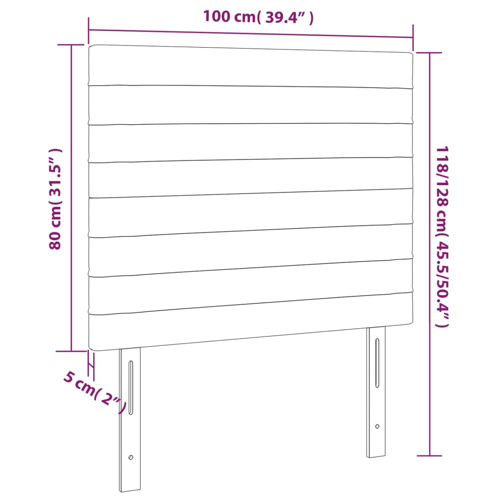 vidaXL Čelo postele s LED ružové 100x5x118/128 cm zamat