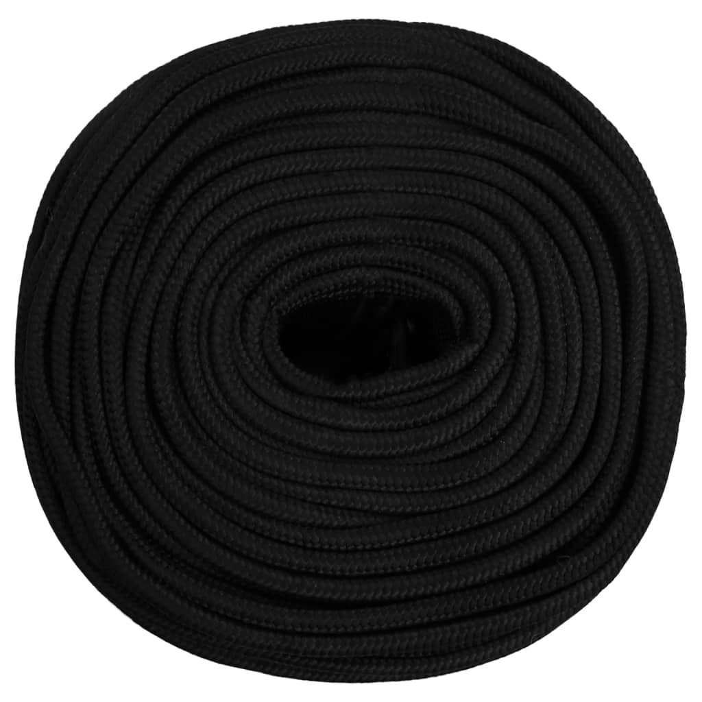 vidaXL Pracovné lano čierne 8 mm 25 m polyester