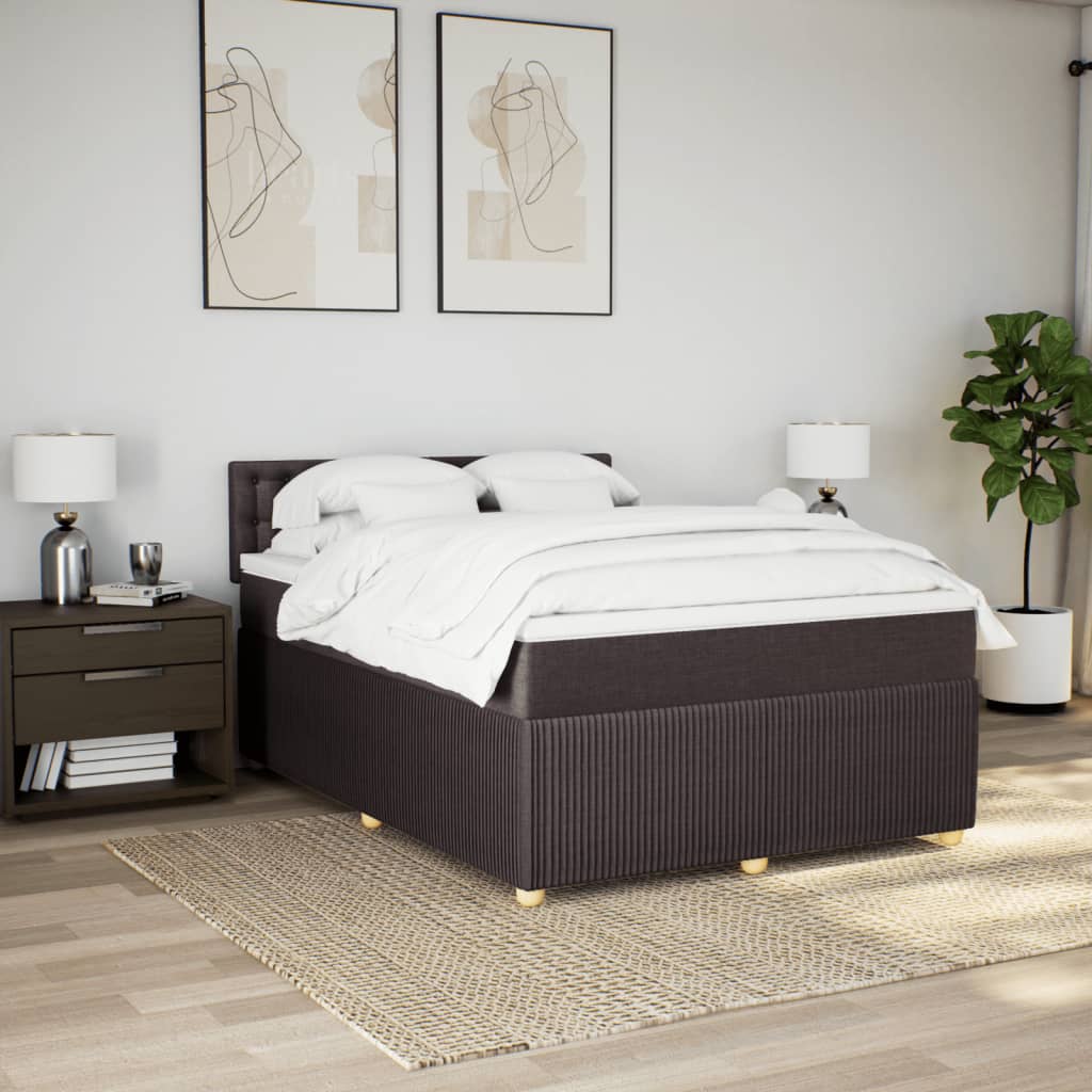 vidaXL Boxspring posteľ s matracom tmavohnedá 140x200 cm látka