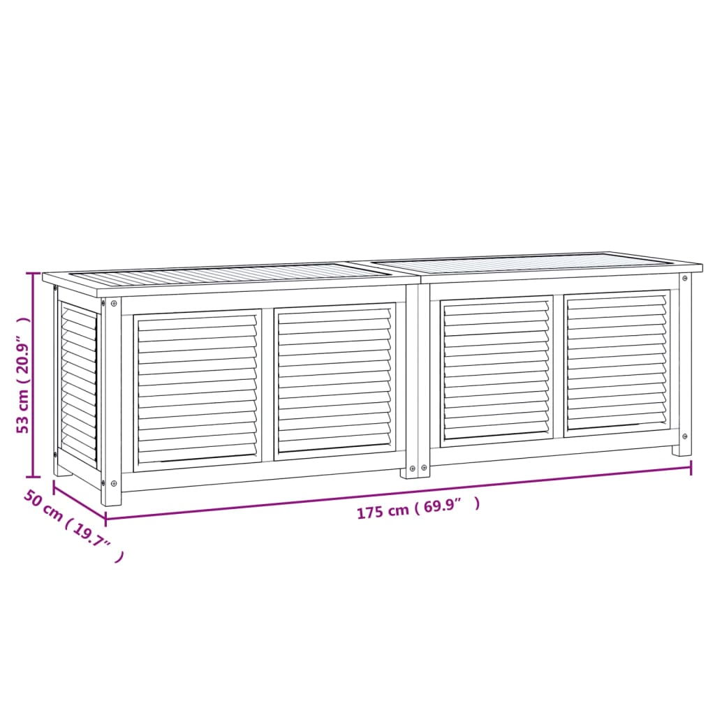 vidaXL Záhradný úložný box s vreckom 175x50x53 cm masívny teak