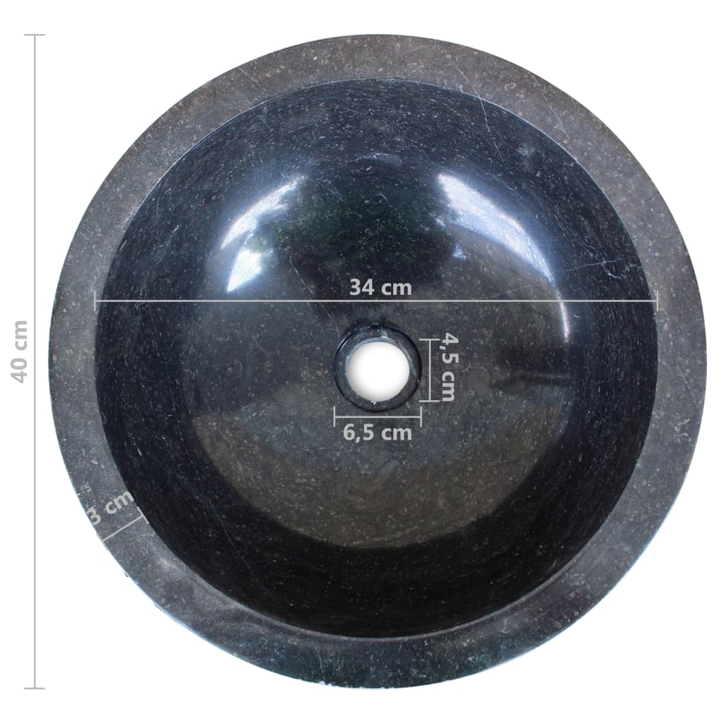 vidaXL Umývadlo, mramor 40 cm, čierne