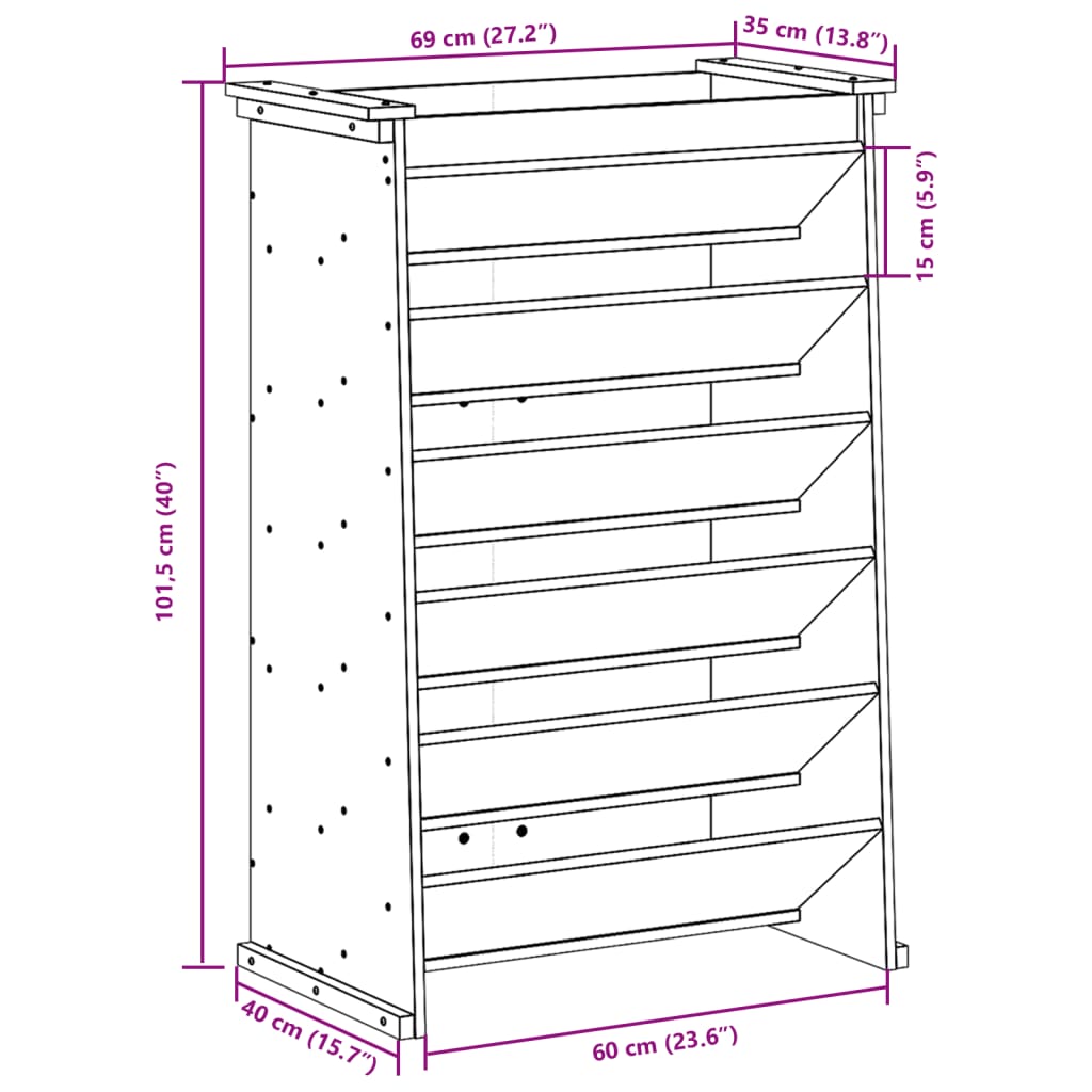 vidaXL Kvetináč na bylinky 6-poschodový 69x40x101,5cm impreg. borovica