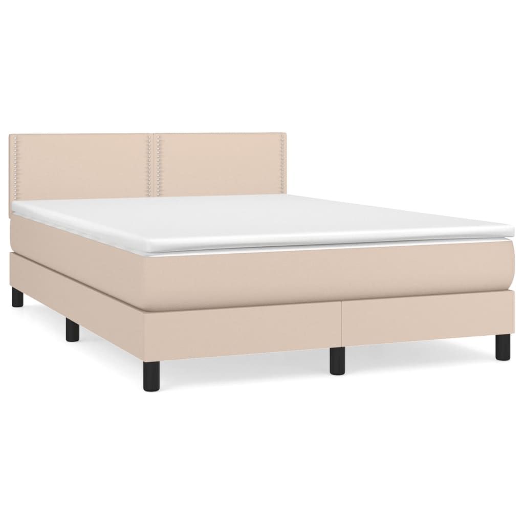 vidaXL Boxspring posteľ s matracom kapučínová 140x190 cm umelá koža