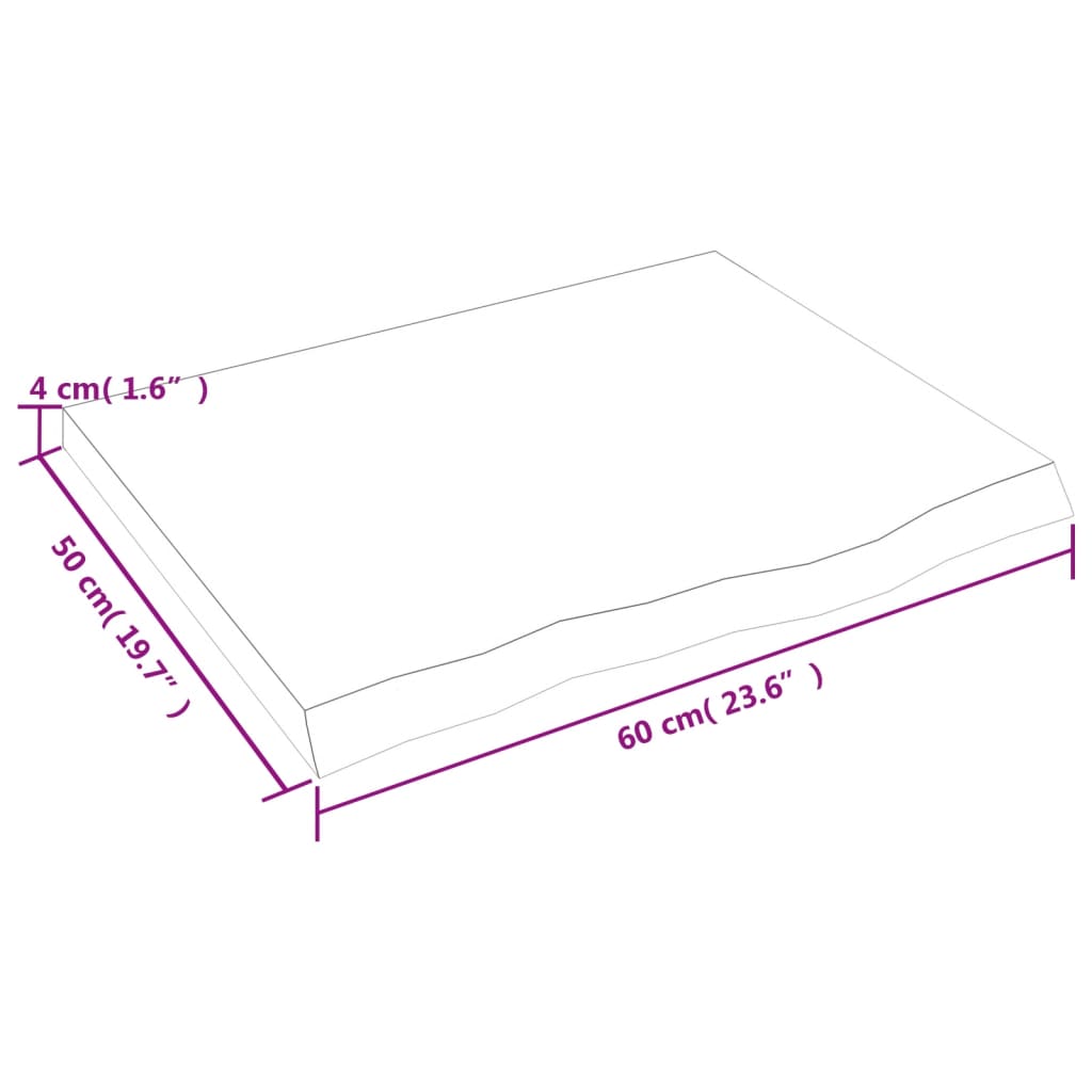 vidaXL Stolová doska 60x50x(2-4) cm neošetrený dubový masív