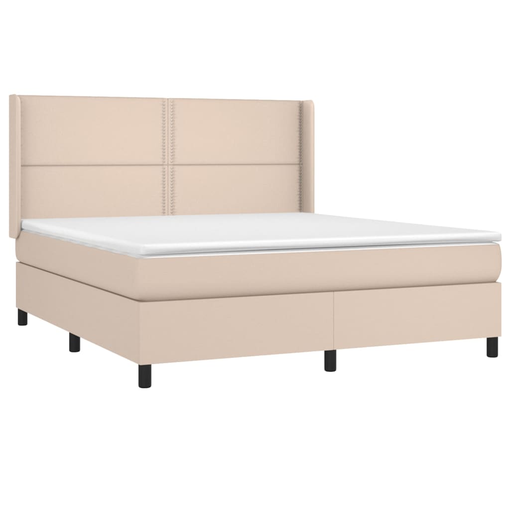 vidaXL Boxspring posteľ s matracom kapučínová 160x200 cm umelá koža