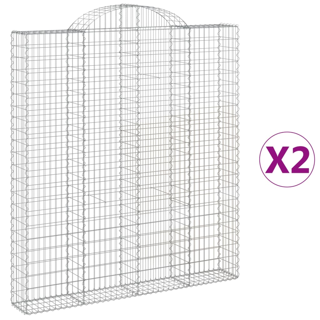 vidaXL Oblúkový gabionový kôš 2 ks 200x30x220/240cm pozinkované železo