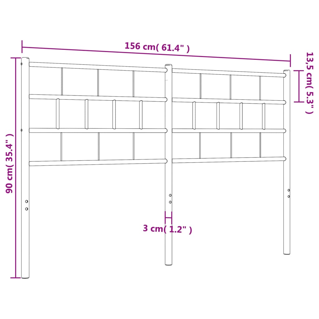 vidaXL Kovové čelo postele, biele 150cm