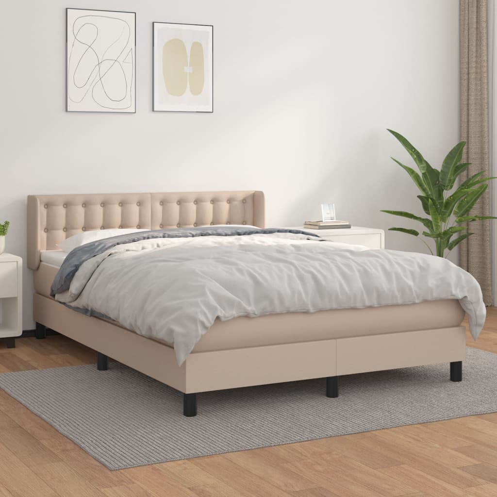 vidaXL Boxspring posteľ s matracom kapučínová 140x200 cm umelá koža