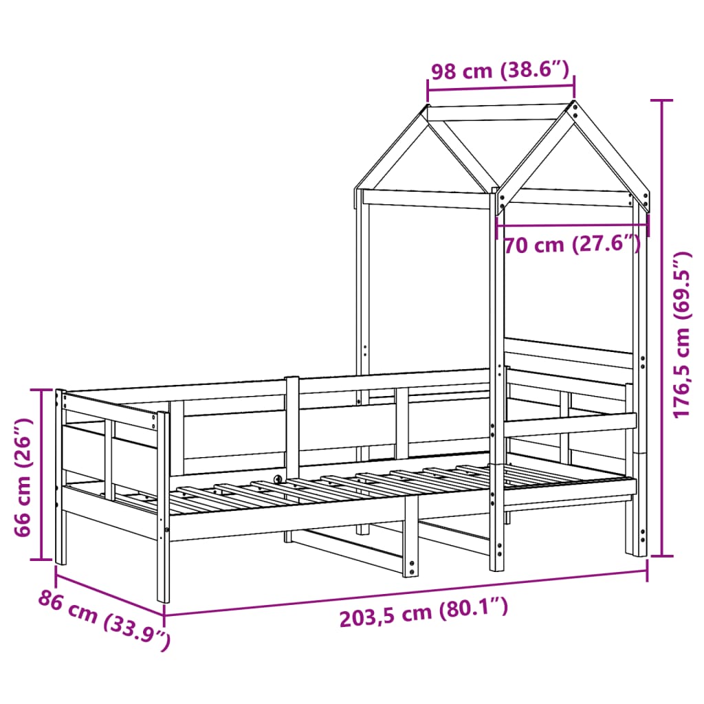 vidaXL Denná posteľ so strieškou 80x200 cm borovicový masív