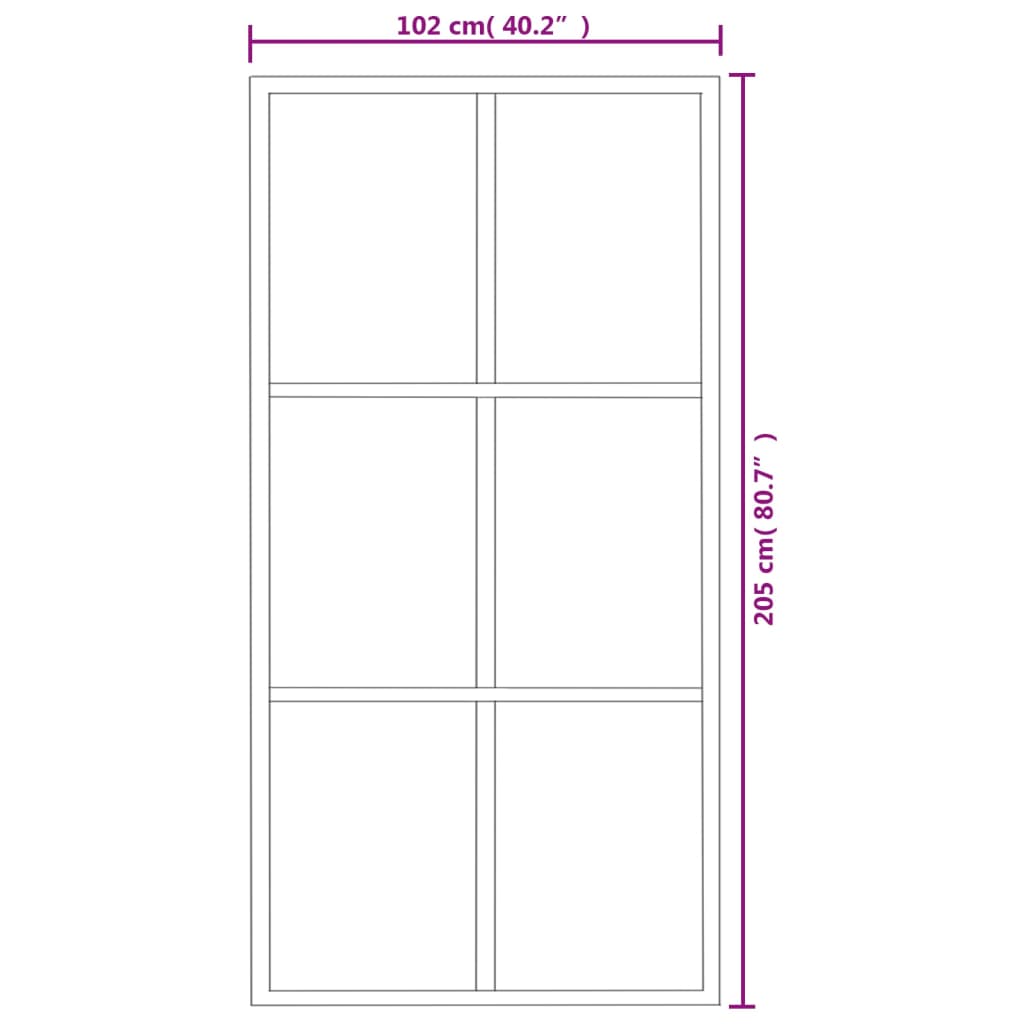 vidaXL Posuvné dvere s kovaním ESG sklo a hliník 102x205 cm